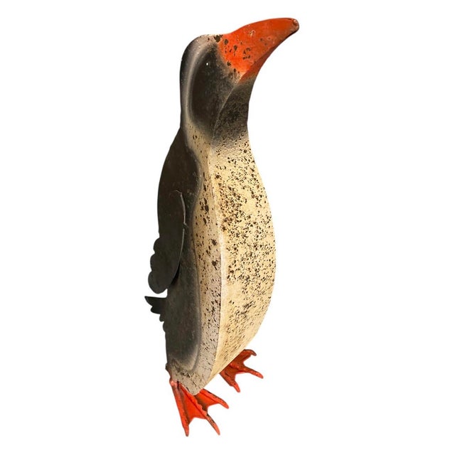 Mid-Century Style Distressed Sheet Metal Penguin Garden Statues - 2 Pieces For Sale - Image 4 of 12