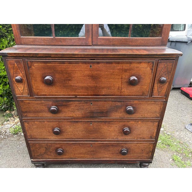 British Georgian Mahogany Inlaid Secretaire Bookcase, 18th Century For Sale - Image 17 of 18