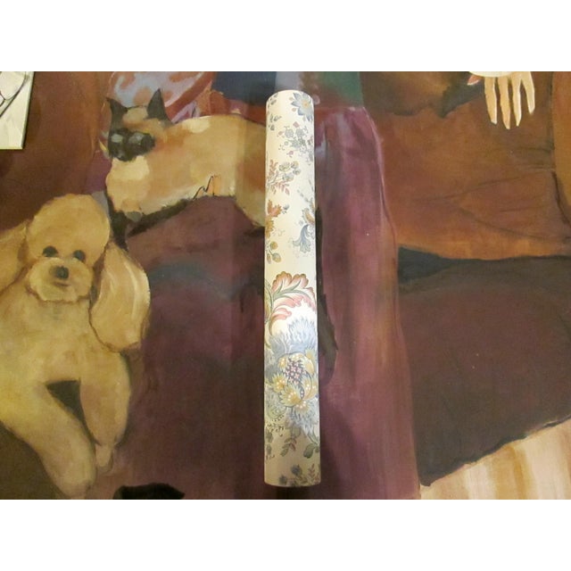 1970s Vintage Blue Floral Paisley Motif Wallpaper For Sale - Image 6 of 8