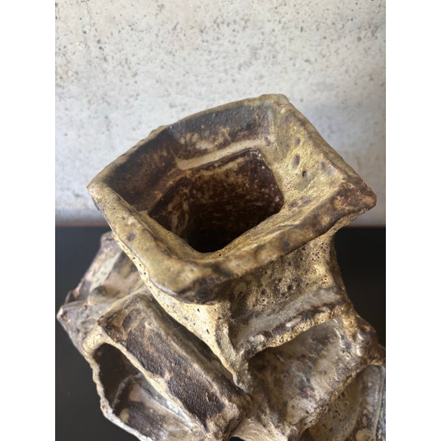 Vintage Mid-Century Brutalist American Studio Pottery Sculptural Vase For Sale - Image 9 of 10