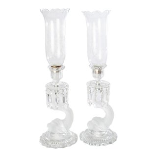 Mid 20th Century Wonderful Pair of Baccarat Dolphin Candlesticks For Sale