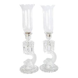 Mid 20th Century Wonderful Pair of Baccarat Dolphin Candlesticks