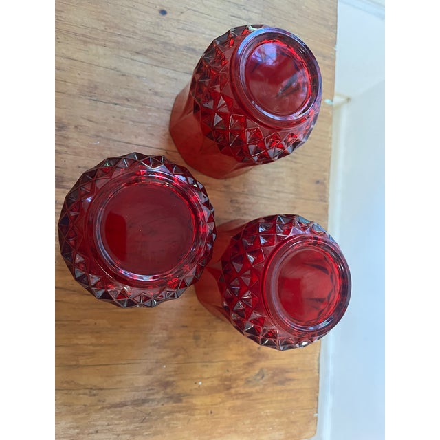 (3) Cristal d'Arques Longchamp Ruby Double Old Fashioned Glasses Set France For Sale - Image 4 of 4