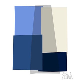 Blue Collage Fine Art Print 35" X 45" by Liz Roache For Sale