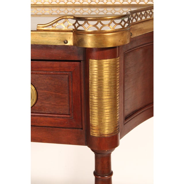 Louis XVI Style Mahogany Console Desserte With Marble Top For Sale - Image 9 of 11