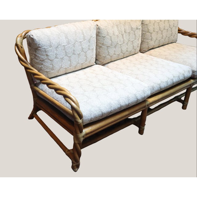 Boho Chic Vintage McGuire Bamboo Twist Couch For Sale - Image 3 of 11