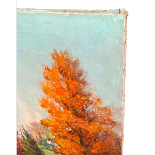 1960s 1960s Painting – Autumn Landscape Oil on Canvas Signed Niki A. Karagyllakis For Sale - Image 5 of 12
