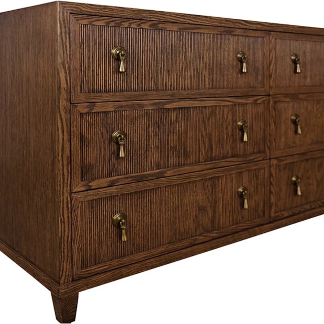 Contemporary Matthew Izzo Home Avery Provincial Brown Oak Six Drawer Chest For Sale - Image 3 of 8