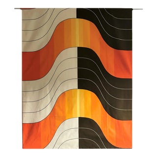 1960s Verner Panton Mid Century Mod Orange Brown Fabric Textile For Sale