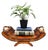 Striking, mid-late 20th century handcrafted bent bamboo display tray featuring a gently curved slatted surface, integrated...