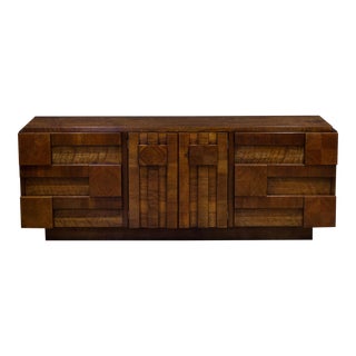 Mid-Century Walnut Lane Staccato Brutalist Dresser C.1970 For Sale