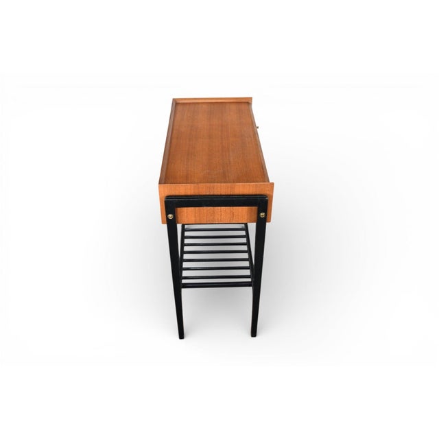 Brown Mid 20th Century Teak + Black Lacquer Console Table With Drawer For Sale - Image 8 of 12