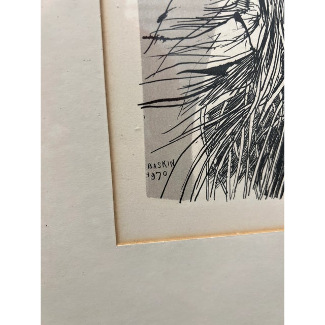 Leonard Baskin (1922 - 2000) "Ahab With Red Hat" original lithograph. Signed in the stone and dated 1970. Pulled directly...