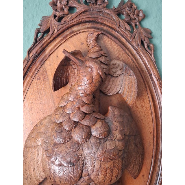 Walnut Black Forest Hunting-Wall with Birds, 1920s For Sale - Image 6 of 9