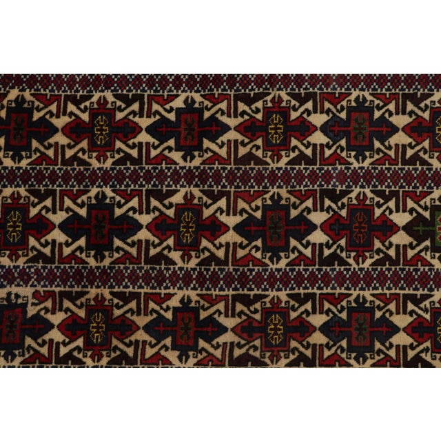2010s Rug & Kilim’s Afghani Baluch Rug in Beige With Red and Blue Geometric Patterns For Sale - Image 5 of 8
