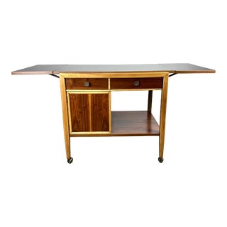 Mid Century Modern Restored Kroehler Drop Leaf Bar Cart / Dry Bar For Sale