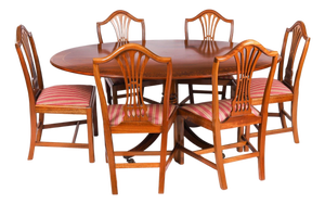 Vintage 20th Century Oval Dining Table & Shield Back Chairs from William Tillman, 1980s