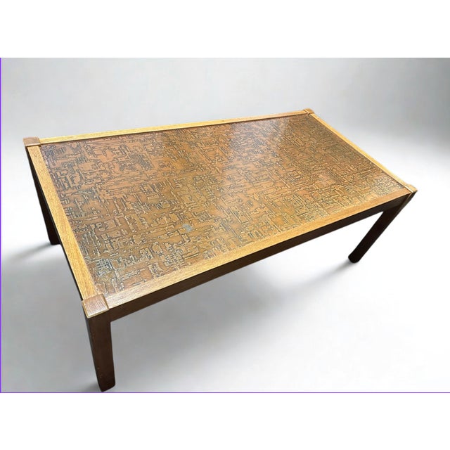 Vintage Brutalist Coffee Table with Copper Inlay Top, 1960s For Sale - Image 6 of 6