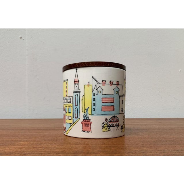 Mid-Century German Ceramic Box or Cookie Jar with Teak Lid from SMF Schramberg Keramik, 1960s For Sale - Image 6 of 18