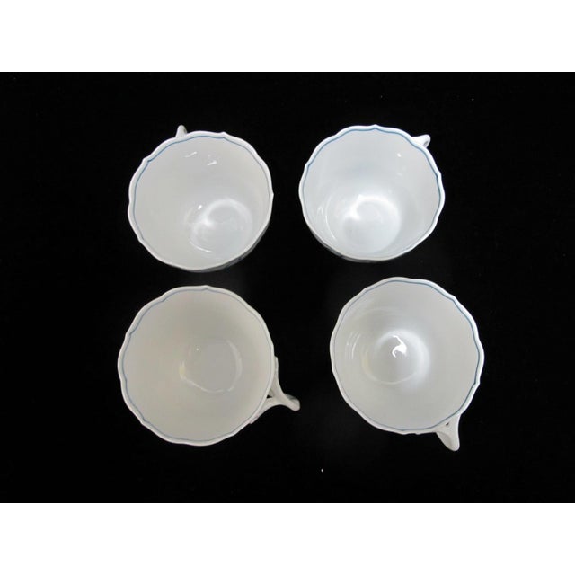Meissen Blue Onion Porcelain Scallop Rim Coffee Cup & Saucer Set of 4 For Sale - Image 9 of 16
