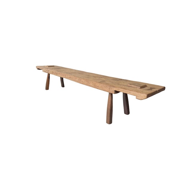 Brown Sculptural Teak Wood Long Bench Stunning Wood Textures, Modern Organic For Sale - Image 8 of 8