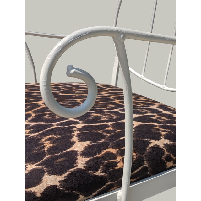 Metal Vintage Neoclassical Metal Lyre Arm Chair With Leopard Seat Cushion For Sale - Image 7 of 12