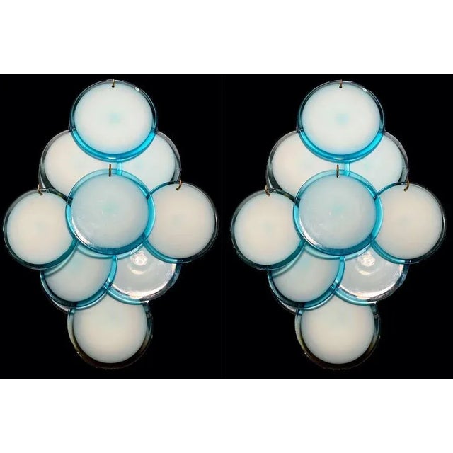 Blue Turquoise Disc Murano Ceiling Lamp from Vistosi, 1970s For Sale - Image 10 of 12