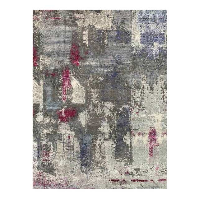 Handwoven Modern Abstract Area Rug 9x12 For Sale