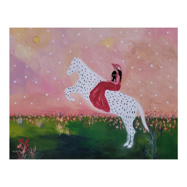 Spotted Horse Landscape, Equestrian Horse Oil Painting by Alexandra Swistak For Sale
