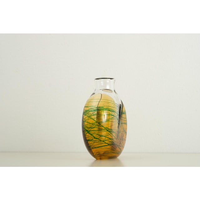 Teal Mid-Century Glass Vase by Jiri Suhajek for Moser, 1970s For Sale - Image 8 of 9