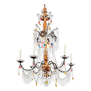 Italian 18th Century Giltwood & Crystal Chandelier For Sale