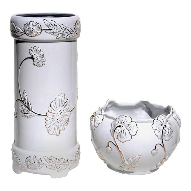 1960s Hollywood Regency Style Umbrella Stand and Jardiniere For Sale