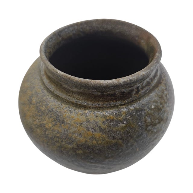 Late 20th Century Ann Hurley Signed California Studio Pottery Textured Glazed Vessel 7” For Sale - Image 5 of 10