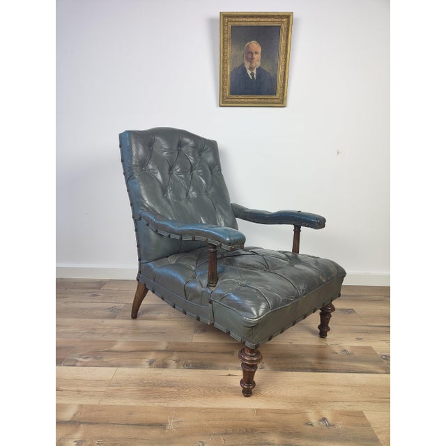 Antique Library Chair in Leather, 1860s For Sale - Image 6 of 6