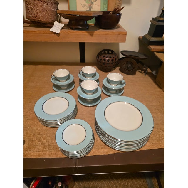 1950s Castleton Turquoise Pattern Serveware for Eight - 40 pcs For Sale - Image 12 of 12