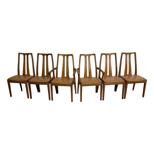 Nathan Furniture Vintage High Back Dining Chairs Set of 6 For Sale