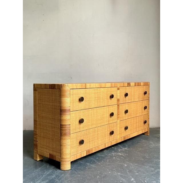 Late 20th Century Vintage Boho Bielecky Brothers Woven Rattan Dresser For Sale - Image 5 of 11