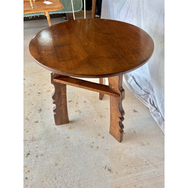 20th Century English Oak Tavern Cricket Table For Sale - Image 4 of 12