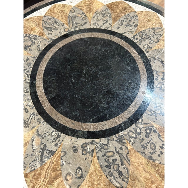 Brown Inlaid Maitland Smith Mixed Marble Side Table With Swans For Sale - Image 8 of 10