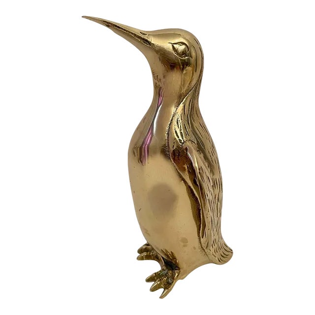 Vintage Hollywood Regency Brass Penguin Sculpture For Sale