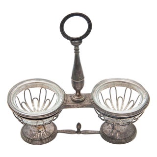 Salt and Pepper Shakers with Silver Structure, Set of 3 For Sale