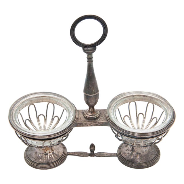 Salt and Pepper Shakers with Silver Structure, Set of 3 For Sale