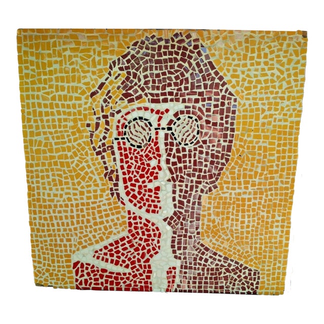 Beatles Art Artwork Looks Like John Lennon Portrait Tile Mosaic on Board 2ft For Sale