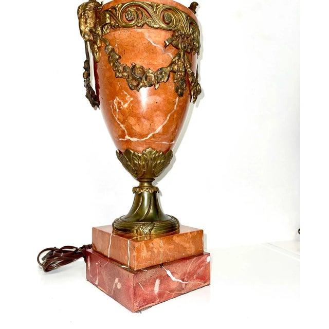Brass Pair of Vintage French Marble and Table Lamps For Sale - Image 8 of 12
