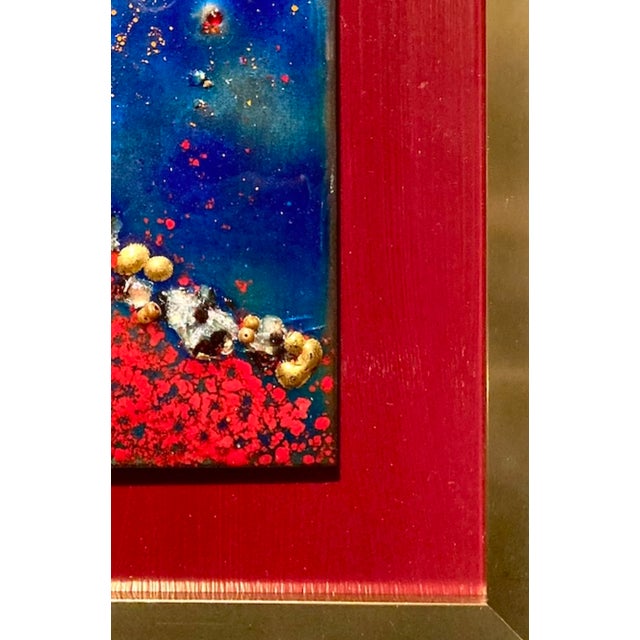 Royal Blue "In the Night" Original Painting, Framed For Sale - Image 8 of 8