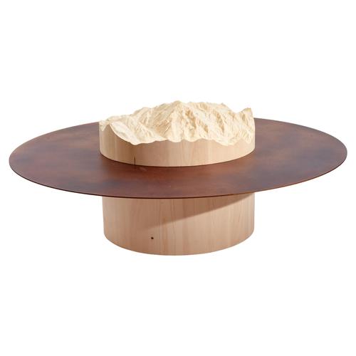 Tip Natural Oak and Flamed Copper Coffee Table by Dolomitisch For Sale - Image 6 of 6