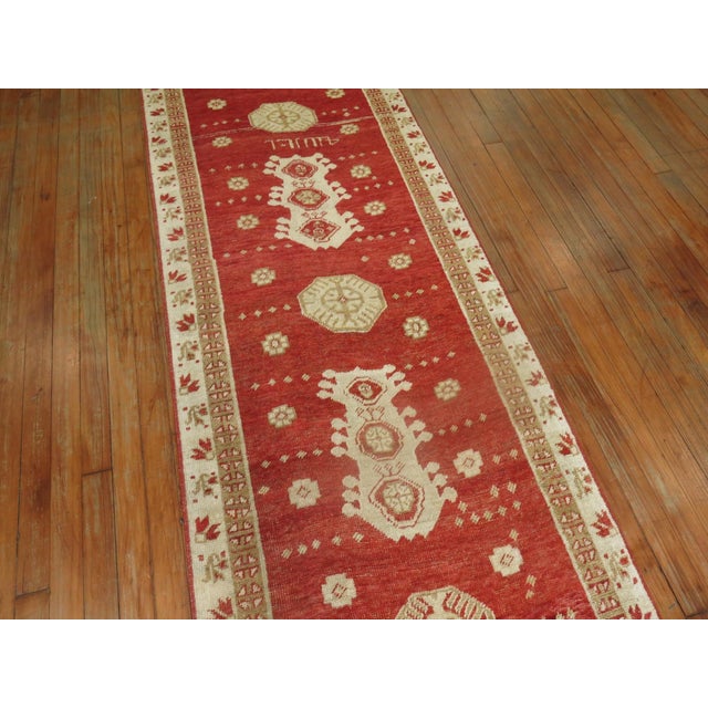 Turkish Red Antique Turkish Oushak Runner - 2'6" x 11'9" For Sale - Image 3 of 8