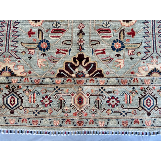 Hand-Knotted Afghan Serapi Heriz Style Wool Area Rug - 7'11" X 10'0" For Sale - Image 4 of 14