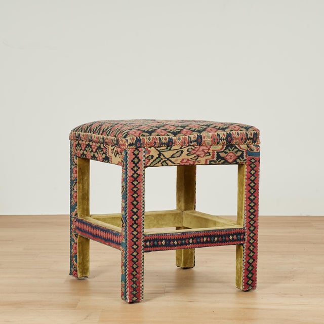Pair of Stools Upholstered in Antique Persian Kilim For Sale - Image 11 of 14