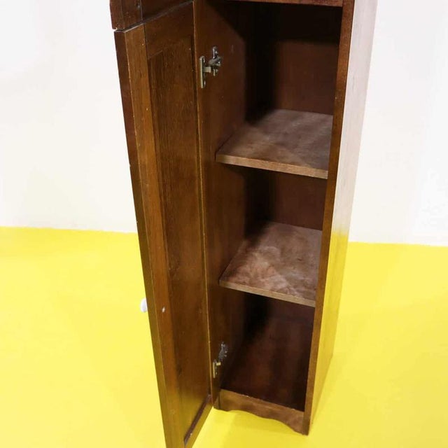 Wooden Column Cabinet with Glass Door and Ceramic Knobs For Sale - Image 6 of 11